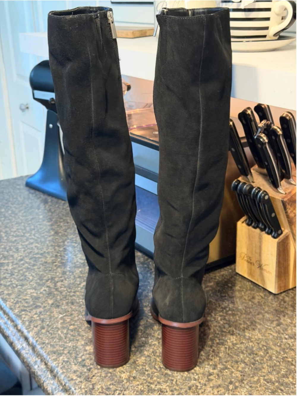 NEW SPLENDID Mary Suede leather Mid Calf Boots Pointed toe Block Heel - Picture 3 of 11